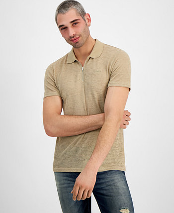 Men's Gauze Jersey Zip-Front Polo Shirt GUESS