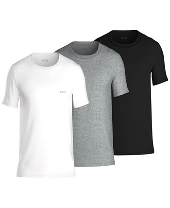 Мужчины 3-Pk. Классические однотонные футболки с круглым вырезом в ассортименте BOSS
