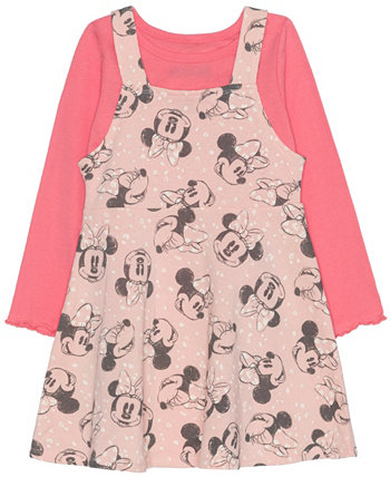Комплект из топа с длинными рукавами и платья-джемпера с Минни Маус для маленьких девочек Disney