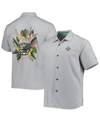 Мужская серая рубашка New Orleans Saints Coconut Point Frondly Fan Camp IslandZone на пуговицах Tommy Bahama
