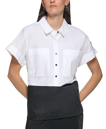 Женская рубашка из хлопкового поплина с цветными блоками Karl Lagerfeld Paris