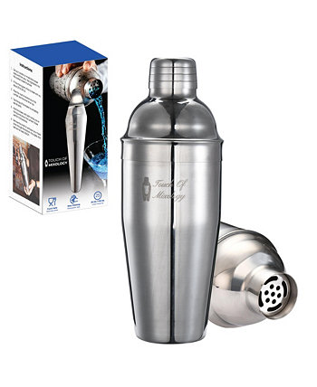 Stainless Steel 25OZ (750ML) Cocktail Shaker with Built-In Strainer Touch of Mixology