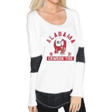 Женская оригинальная ретро-брендовая белая футболка с длинным рукавом Alabama Crimson Tide Contrast Boyfriend Unbranded