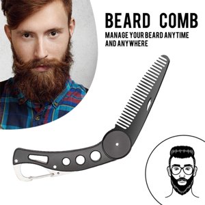 Amerteer Stainless Steel Beard Comb Men's Hair, Beard and Mustache Styling Comb Folding Pocket Comb Antistatic Foldable Portable Moustache Comb Hair Combs Amerteer