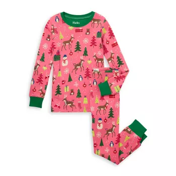 Рождественские утренние хлопковые пижамы для маленьких девочек и девочек Hatley