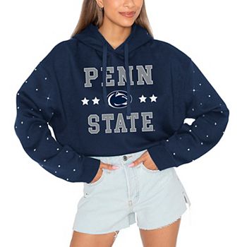 Women's Gameday Couture Navy Penn State Nittany Lions Can't Lose Rhinestone Cropped Pullover Hoodie Gameday Couture