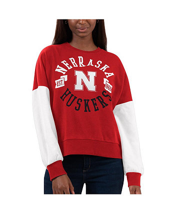 Женский ало-белый пуловер с капюшоном Nebraska Huskers Team Pride с цветными блоками G-III