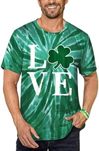 Arvilhill Men's St. Patrick's T-Shirt Irish Clover Tie Dye Shirt Funny Tuxedo Tee Shirt (S-3XL) Arvilhill