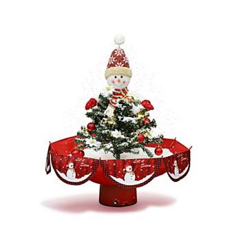 LuxenHome Holiday 31.5" Animated Musical Snowing Christmas Tree And Snowman Decor With Lights Luxen Home