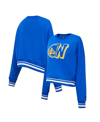 Women's Royal Golden State Warriors Mash Up Pullover Sweatshirt Pro Standard