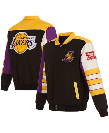 Мужская двусторонняя куртка Los Angeles Lakers в полоску с цветными блоками и застежкой-молнией черного цвета JH Design