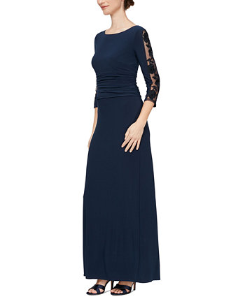 Petite Embroidered Ruched Gown SL Fashions