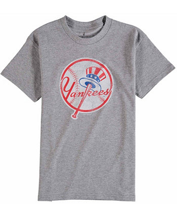 Футболка с логотипом New York Yankees Big Boys and Girls - Серая Soft As A Grape