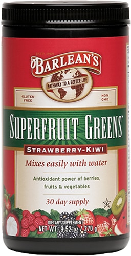 Superfruit Greens Powder (Порошок) Formula Strawberry Kiwi -- 9.52 oz (Унции) Barlean's