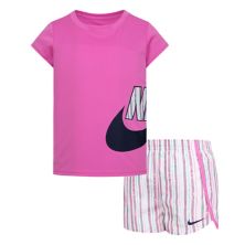 Girls 4-6x Nike Logo T-shirt And Striped Sprinter Shorts Dri-FIT Set Nike