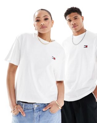 Tommy Jeans Unisex regular badge logo t-shirt in white Tommy Jeans