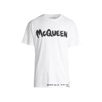 Хлопковая футболка с логотипом граффити Alexander McQueen