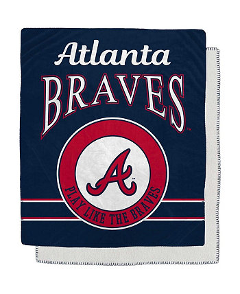 Фланелевое флисовое одеяло из шерпы Atlanta Braves размером 50 x 60 дюймов с эмблемой в стиле ретро Pegasus Home Fashions