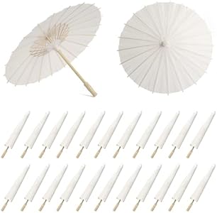 24 Pcs 33 Inch Paper Umbrellas Chinese Umberlla Decorative DIY Painting Oiled Paper Handmade Oil Paper Parasol Painting Decorative Umbrella White Paper Parasol Umbrella for Wedding Bridal Party Decor Photo Props Merkaunis