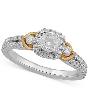 Обручальное кольцо с бриллиантом Halo (3/4 карата) из золота 10 карат и белого золота Macy's