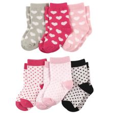 Luvable Friends Baby Girl Newborn and Baby Socks Set, Hearts Dots Luvable Friends
