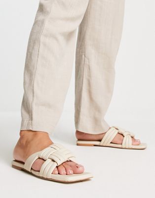 ASRA Sebra leather flat sandals in white ASRA