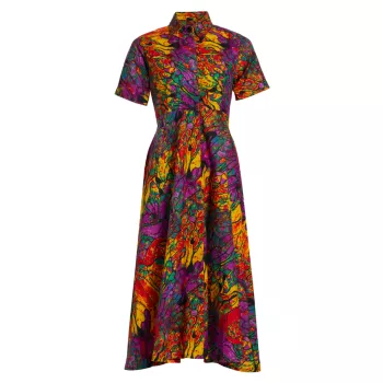 Feyi Printed Cotton Midi-Dress Elisamama