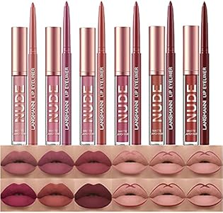 BestLand 12Pcs Matte Liquid Lipstick + Lip Liner Pens Set, One Step Lips Makeup Sets Pigment Velvety Nude Lip Stain Waterproof Long Wear Lip Gloss Make up Gift Set (Set B) BestLand