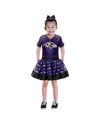 Girls Youth Purple Baltimore Ravens Tutu Tailgate Game Day V-Neck Costume Jerry Leigh