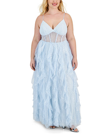 Trendy Plus Size Lace Petal Corset Dress Pear culture