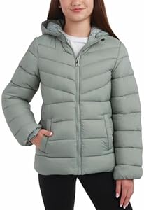 DKNY Girls' Puffer Winter Coat - Full Zip Quilted Bubble Outerwear - Insulated Hooded Winter Jackets for Girls (Sizes: 7-16) DKNY