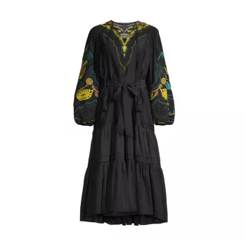 Платье миди из вуали с вышивкой Val Kobi Halperin
