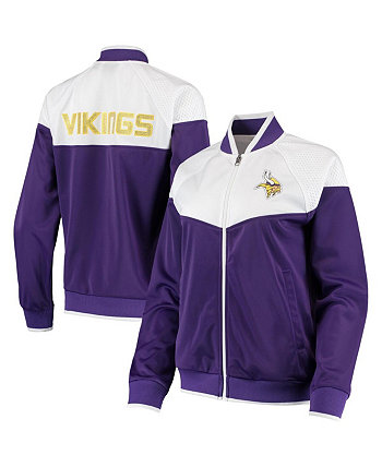 Женская фиолетово-белая спортивная куртка Minnesota Vikings Wildcard с молнией во всю длину и реглан G-III