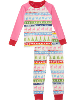 Кремовый пижамный комплект из хлопка реглан с жаккардовым узором (для малышей/маленьких детей/больших детей) Hatley