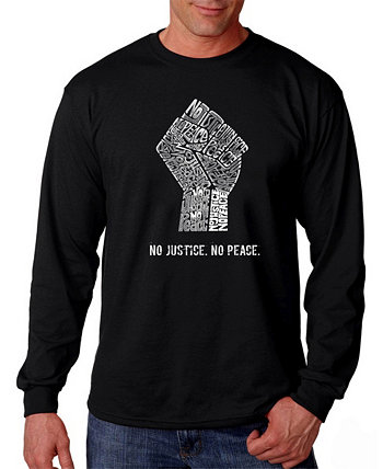 Мужская футболка с длинным рукавом No Justice, No Peace Word Art LA Pop Art