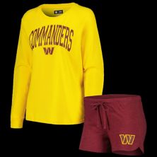 Женский комплект Concepts Sport, бордовый/золотой комплект из футболки и шорт с длинными рукавами Washington Commanders реглан для отдыха Unbranded