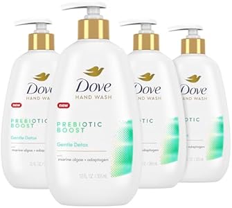 Dove Prebiotic Boost Hand Wash Gentle Detox 4 Count for Lasting Softness, with Marine Algae & Adaptogen, 12 oz Dove