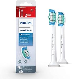 Philips Sonicare Genuine Simply Clean Replacement Toothbrush Heads, 2 Brush Heads, White, HX6012/04 Philips Sonicare