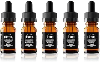 Hotel Diffuser Oil Gift Set - 5 Star Hotel Scents - AirScent Essential Oil Blends - 10 mL, 0.34 fl oz Fragrance Oil Set - Westin White Tea, Edition Hotel, Marriott, Fairmont and Ritz Carlton Scents Air-Scent