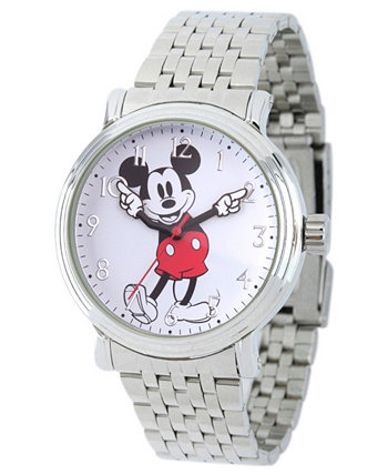 Мужские наручные часы Disney Mickey Mouse с серебряным браслетом 44 мм Ewatchfactory