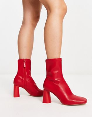 Красные ботинки-носки на среднем каблуке Stradivarius Stradivarius