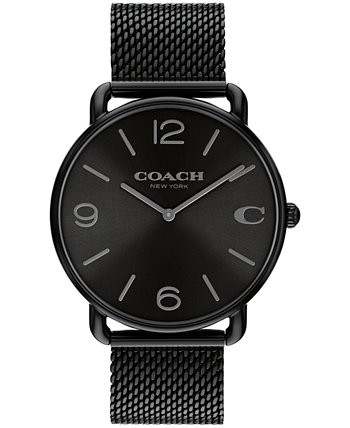 Часы Elliot унисекс, черные, с сетчатым браслетом из нержавеющей стали, 41 мм COACH