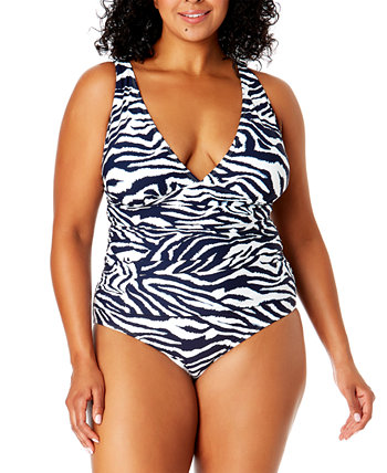 Plus Size Zebra-Print One-Piece Swimsuit Anne Cole