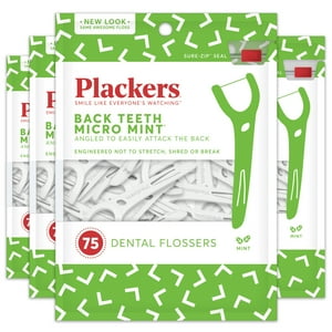 Plackers Back Teeth Micro Mint Dental Flossers, Provides Easy Access for Back Teeth, Built-in Protected Pick, Easy Storage, Delicious Mint Flavor, 75 Count (Pack of 4) Visit the Plackers Store