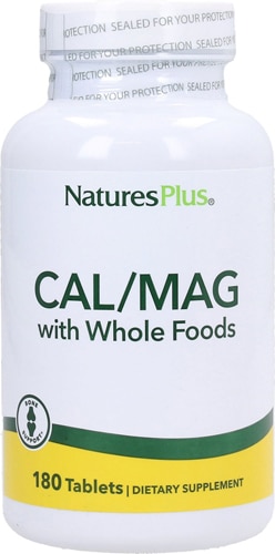 NaturesPlus Минеральная добавка Cal Mag с цельными продуктами — 180 таблеток NaturesPlus