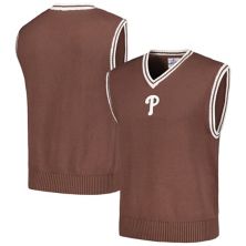 Мужской коричневый пуловер с v-образным вырезом PLEASURES Philadelphia Phillies, жилет Unbranded