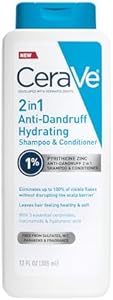 CeraVe 2 In 1 Hydrating Anti Dandruff Shampoo And Conditioner, 1% Pyrithione Zinc Dandruff Treatment, Color Safe & Sulfate Free Shampoo And Conditioner, Helps Eliminate Dandruff & Relieve Itchy Scalp CeraVe