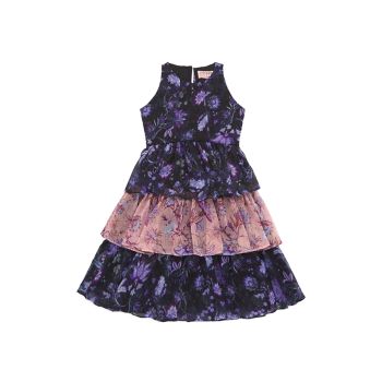 Маленькая девочка & amp; Шифоновое многоярусное платье с цветочным принтом для девочек Marchesa Notte Mini