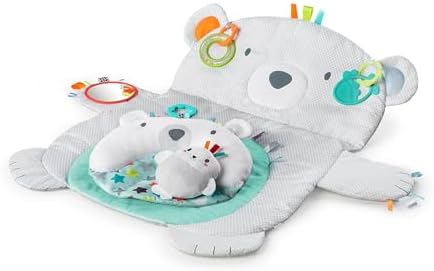 Игровой коврик для малышей Bright Starts Tummy Time с подушкой поддержки и Taggies - Полярный медведь 89 x 75 см, от новорожденного Bright Starts