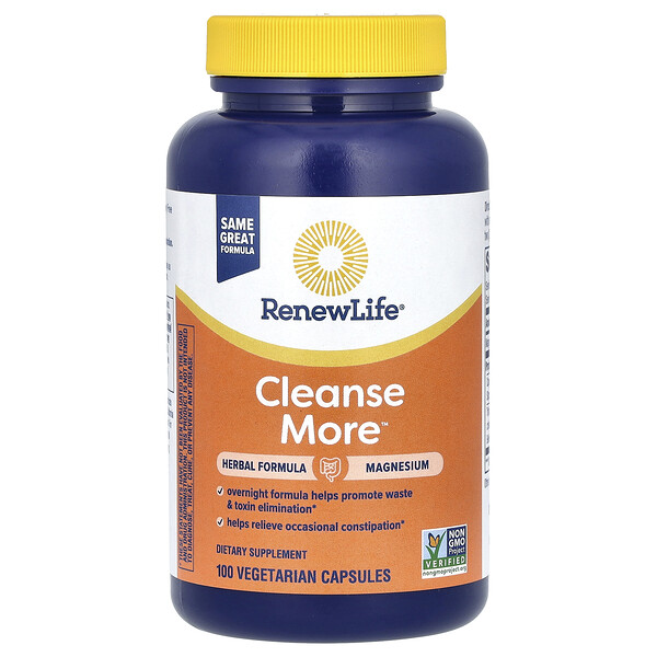 Cleanse More, 100 растительных капсул - Renew Life - Очистка кишечника Renew Life